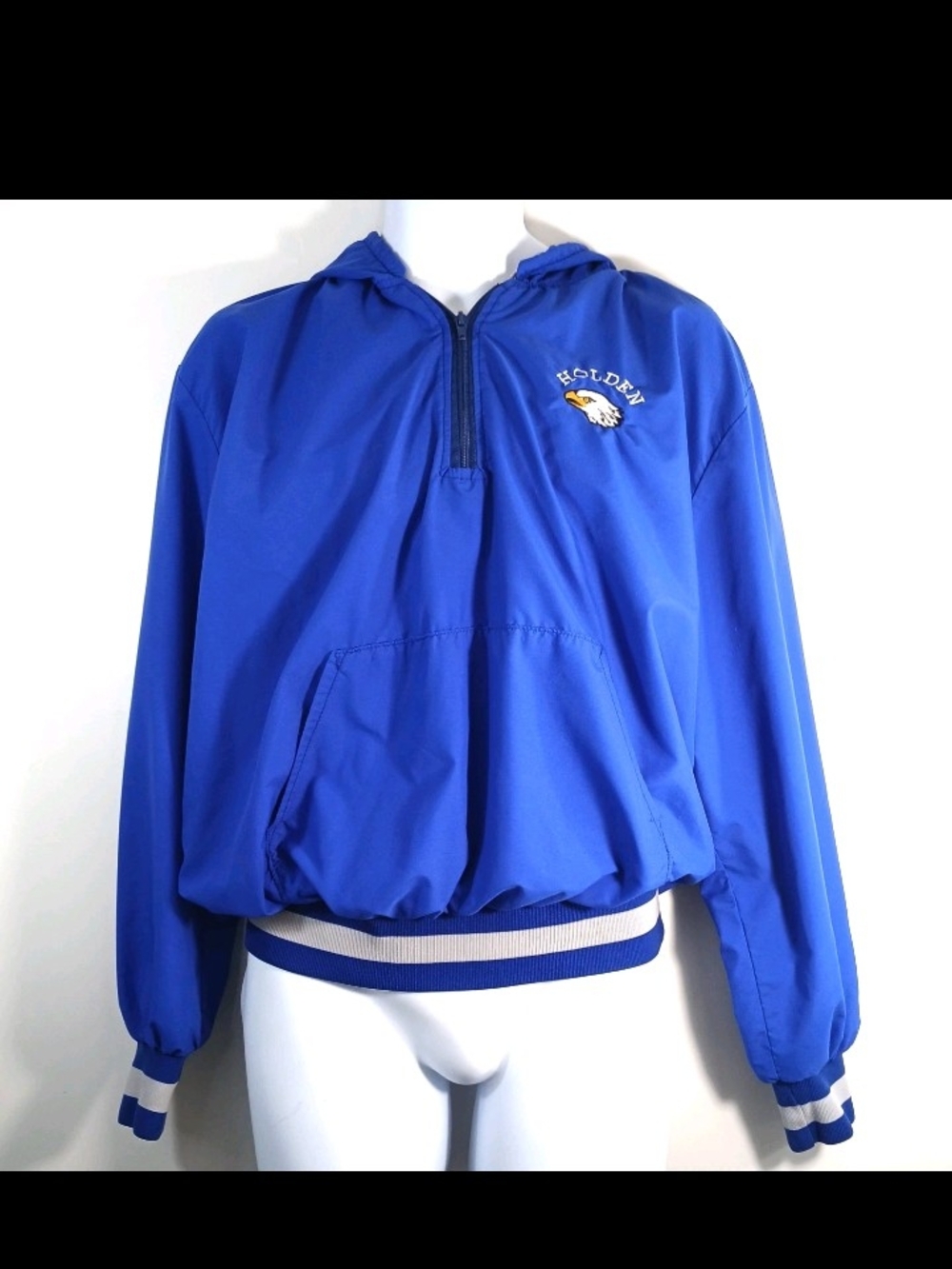 Y2K Neff Holden Blue Hooded Pullover Windbreaker Jacket Mens